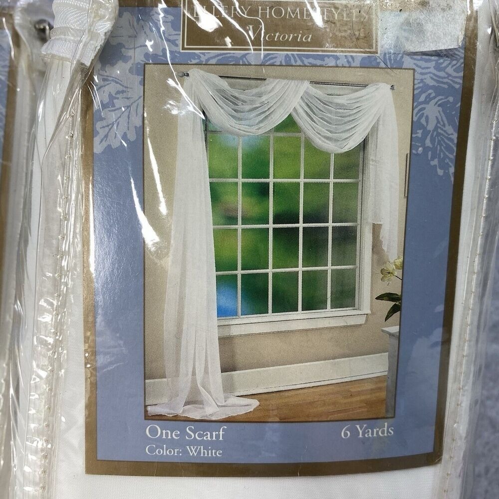 Ellery Homestyles Victoria White Voile Sheer Curtain Panels 6 Yards Set of 2 - Picture 2 of 6